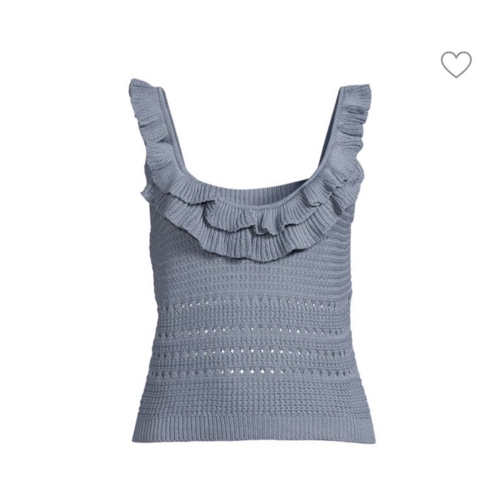 7 For All Mankind Blue Ruffled Knit sweater - Picture 3 of 9
